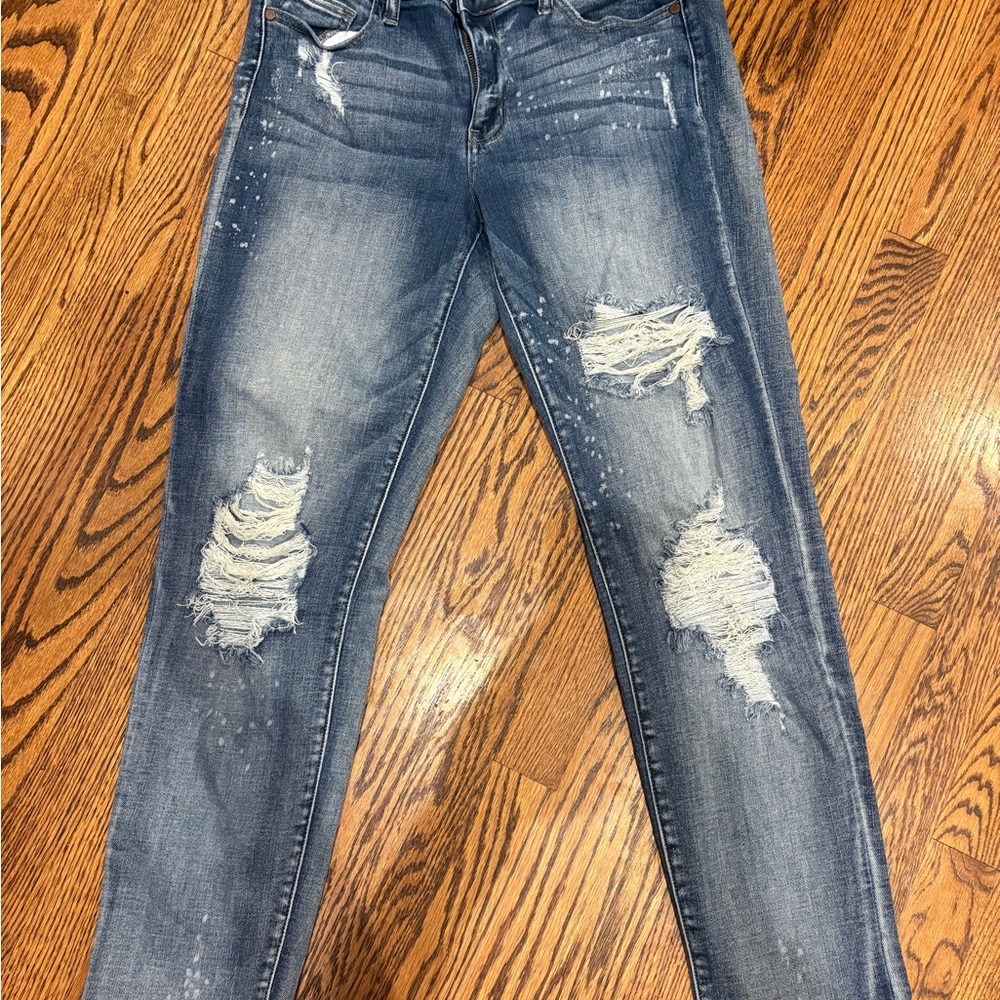 Judy Blue Boyfriend Jeans Distressed Blue